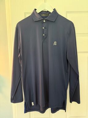 RLX Ralph Lauren Men's Long-Sleeve Polo in Navy Blue